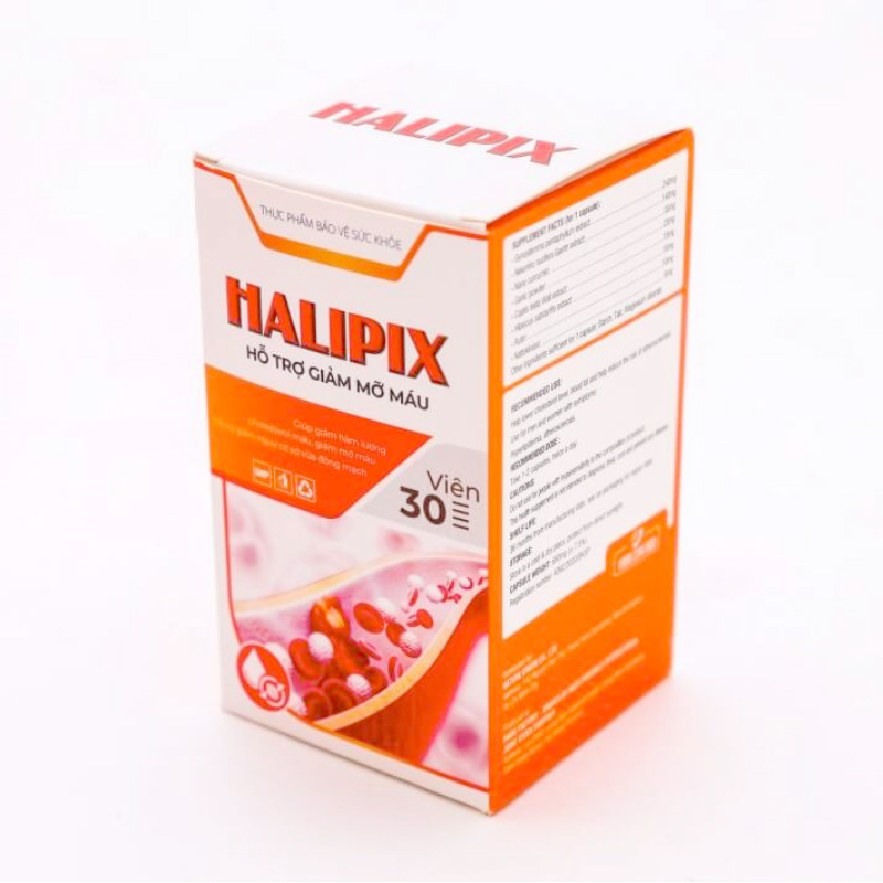 Halipix Viên Uống Hỗ Trợ Giảm Cholesterol Máu (Hộp 30 Viên) 
