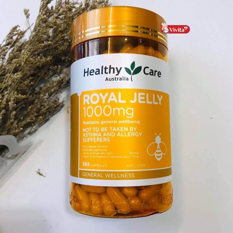 Viên uống Healthy Care Royal Jelly 1000mg với chiết xuất từ sữa ong chúa cô đặc có chứa hơn 20 axit amin giúp tăng cường sức đề kháng cho cơ thể.