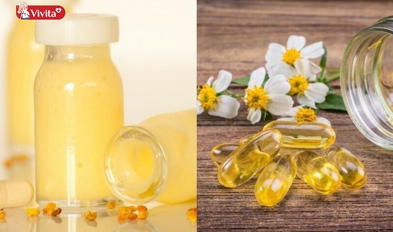 Vitamin E kết hợp cùng sữa ong chúa hỗ trợ tăng cường đề kháng cho da, giúp giảm thâm nám và tàn nhang.