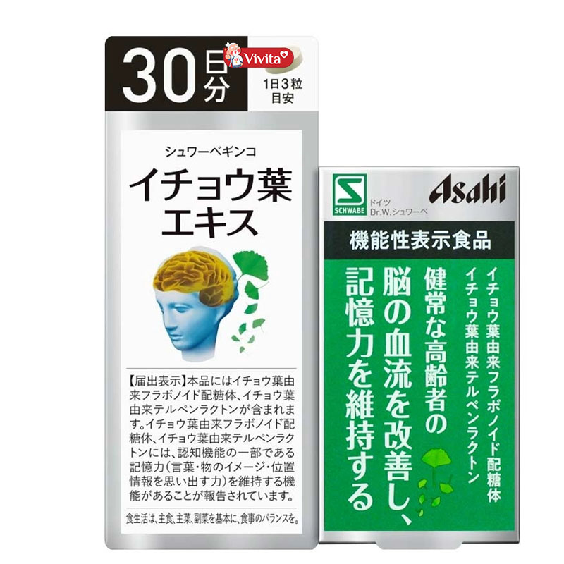 Bảo vệ sức khoẻ não bộ với viên uống Asahi Ginkgo Biloba