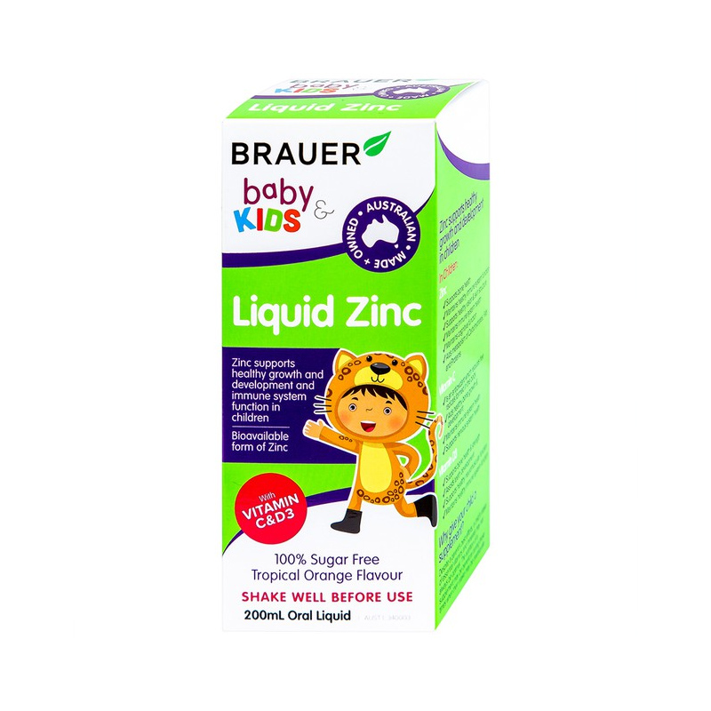 Brauer Baby & Kids Liquid Zinc Úc Hỗ Trợ Bổ Sung Kẽm (Chai 200ml)