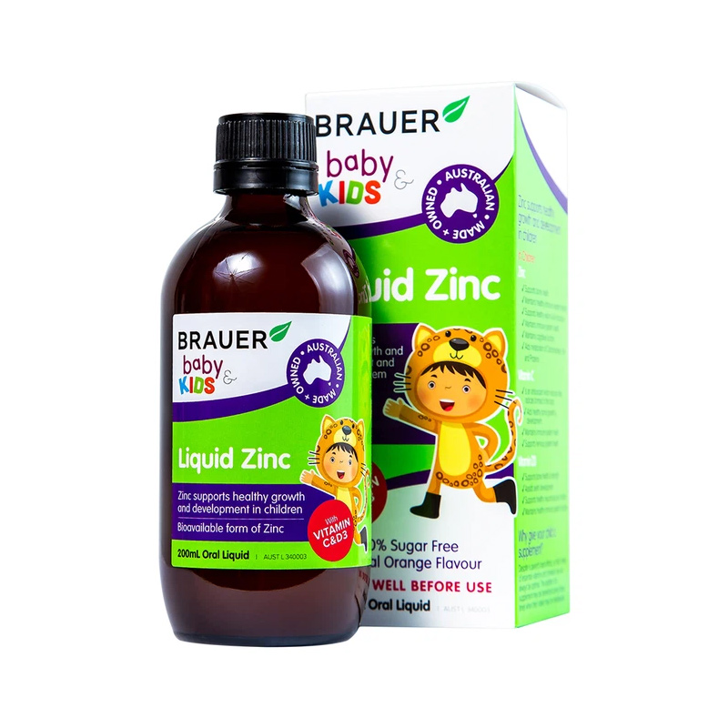 Brauer Baby & Kids Liquid Zinc Úc Hỗ Trợ Bổ Sung Kẽm (Chai 200ml)