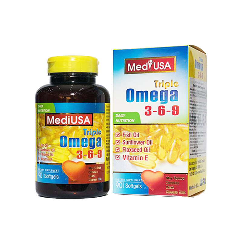 MediUSA Triple Omega 3-6-9 Hỗ Trợ Bổ Não Và Tăng Cường Thị Lực Hộp 90 Viên