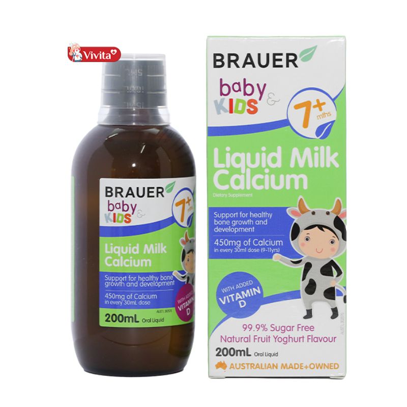 Thông tin tổng quan về  Siro Brauer Liquid Milk Calcium bổ sung canxi cho trẻ 