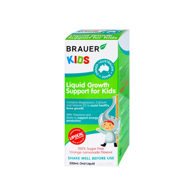 Brauer Kids Liquid Growth Support For Kids Hỗ Trợ Bổ Sung Canxi, Khoáng Chất Và Vitamin Cho Trẻ