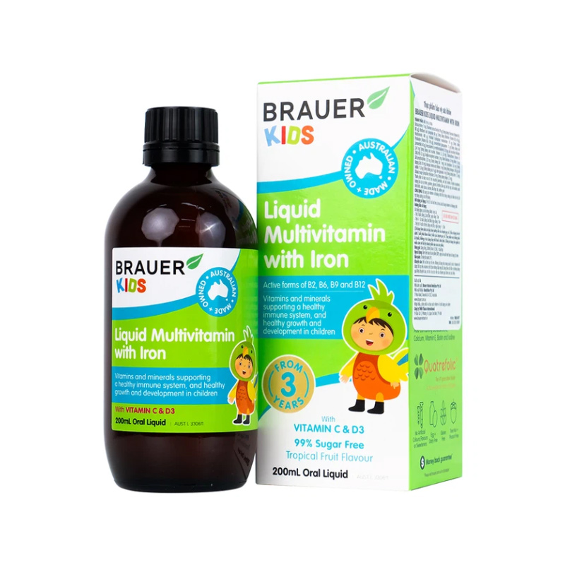 Brauer Kids Liquid Multivitamin With Iron Hỗ Trợ Bổ Sung Vitamin Và Khoáng Chất Cho Trẻ