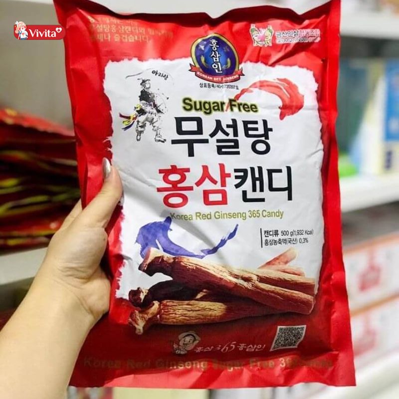 Kẹo hồng sâm Hàn Quốc không đường 365 gói 500g