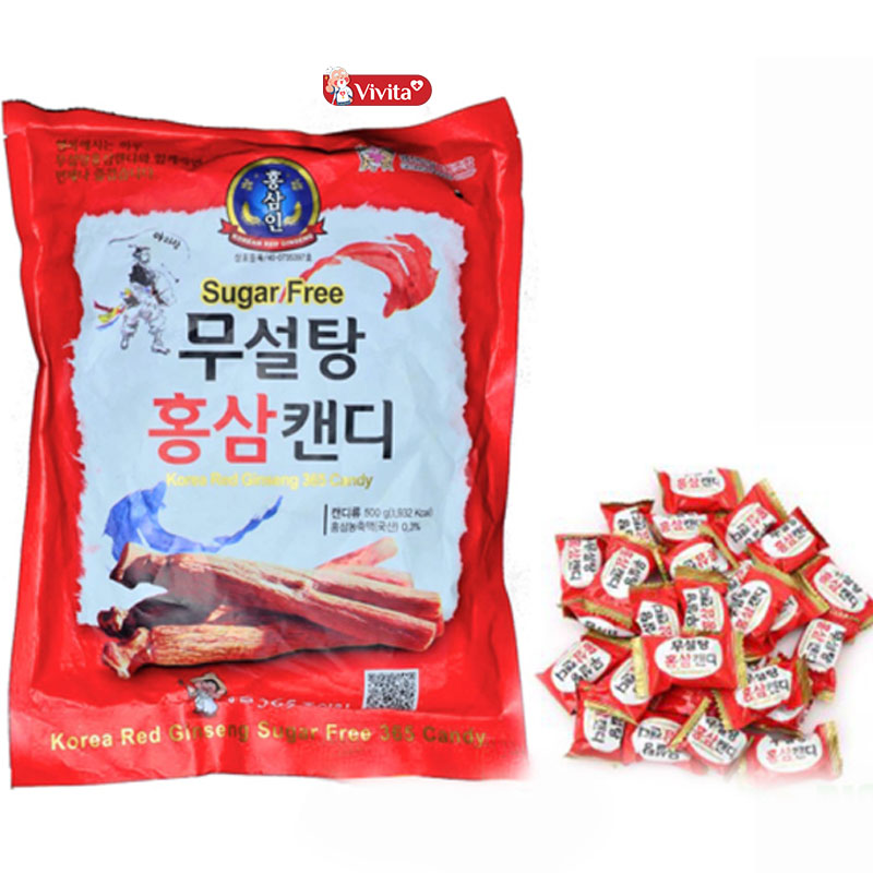 Kẹo hồng sâm Hàn Quốc không đường 365 gói 500g 
