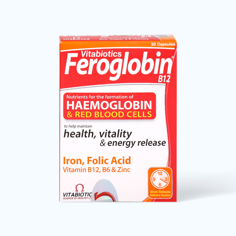 Vitabiotics Feroglobin B12 Hỗ Trợ Bổ Máu Và Tăng Cường Sức Khỏe Hộp 2 Vỉ x 15 Viên