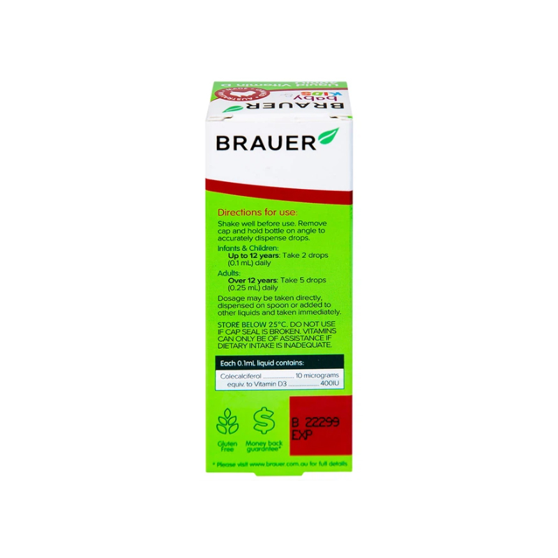Brauer Baby & Kids Liquid Vitamin D 400IU Úc (Lọ 10ml)