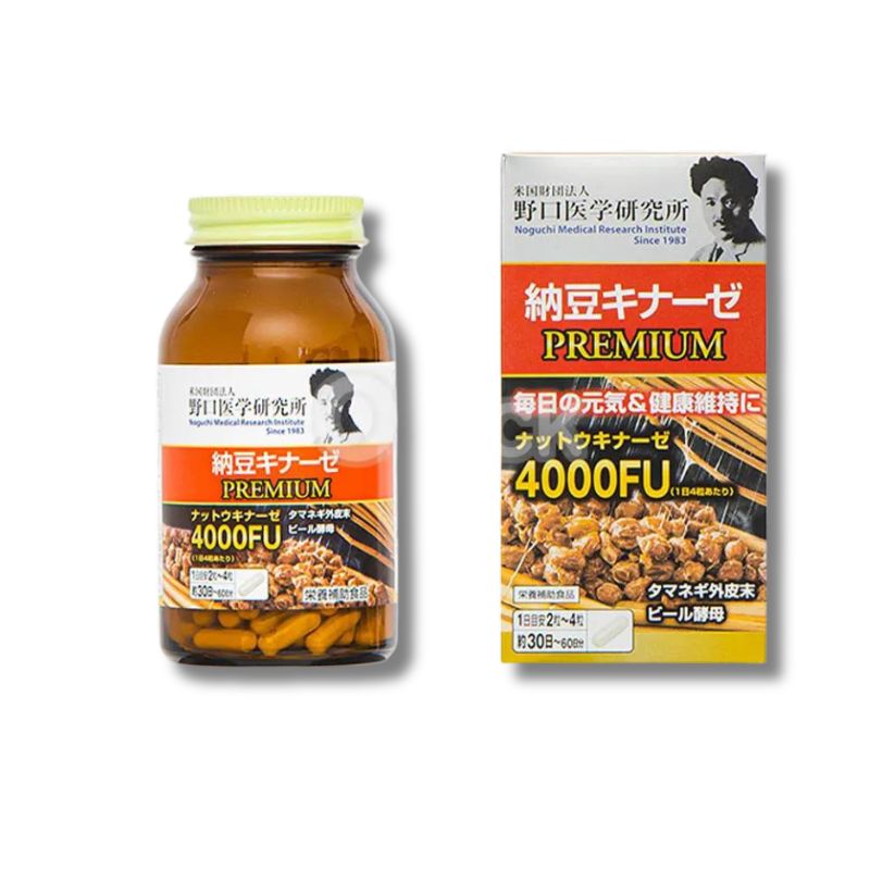 Nattokinase Premium Noguchi viên uống hỗ trợ chống đột quỵ, cao huyết áp, tim mạch (Hộp 120 viên)