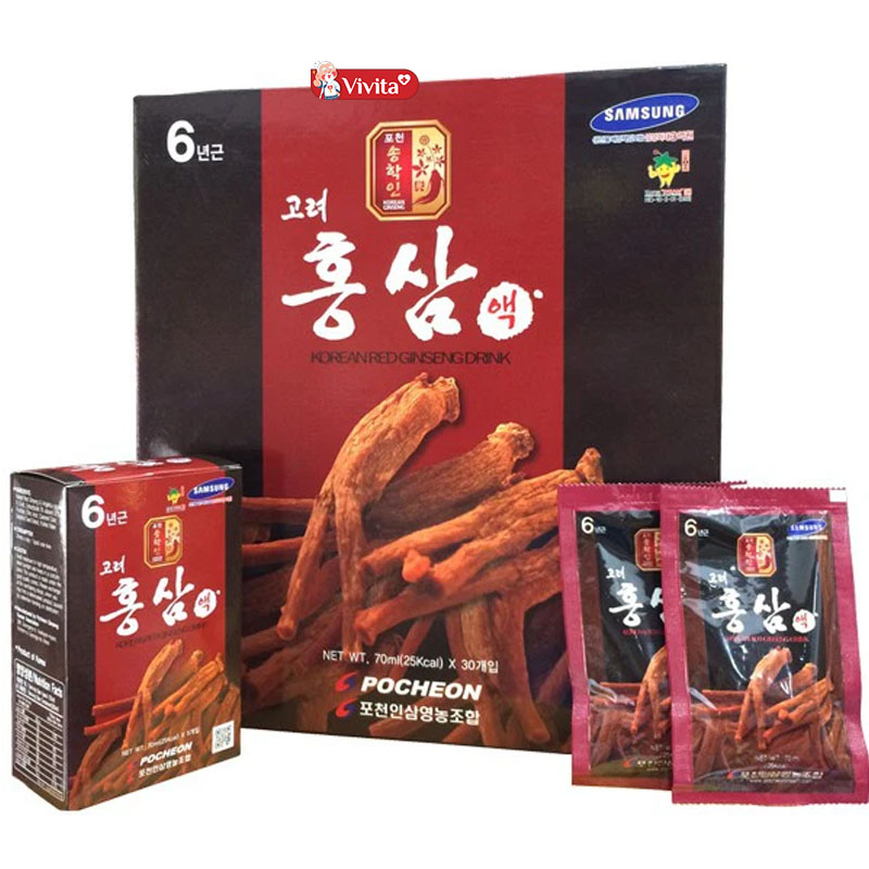 Nước hồng sâm Hàn Quốc Pocheon hộp 30 gói x 70ml