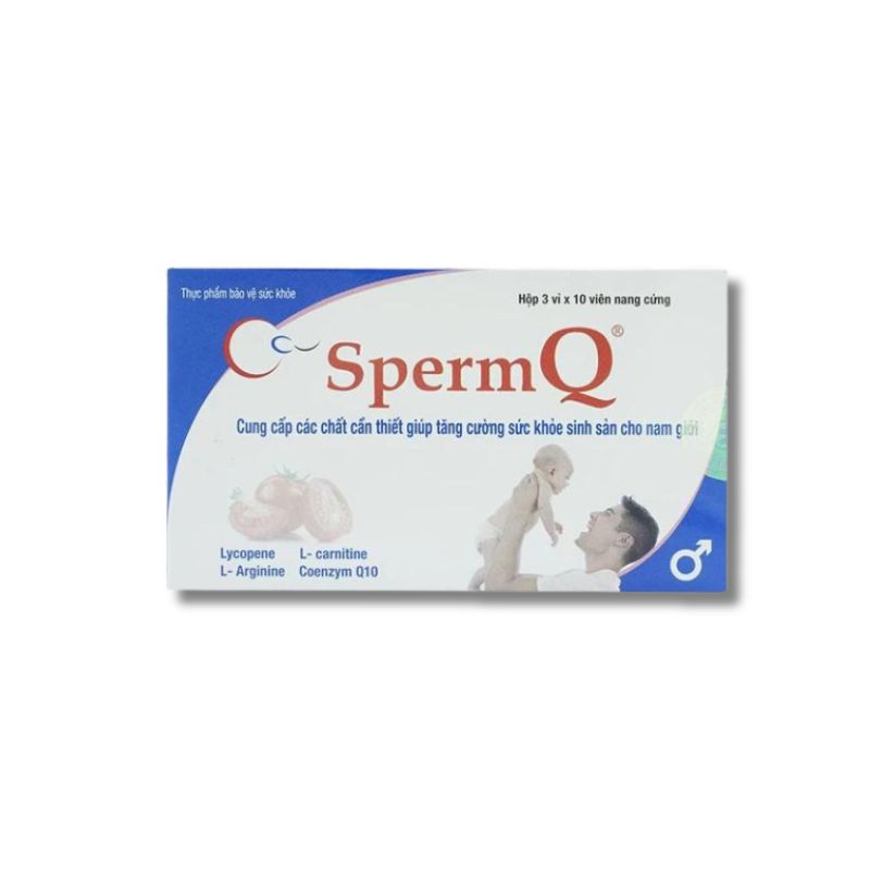 SpermQ Hỗ Trợ Cung Cấp Các Chất Cần Thiết Giúp Tăng Cường Sức Khỏe Sinh Sản Cho Nam Giới Hộp 6 Vỉ x 10 Viên