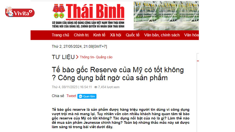 Tế bào gốc Reserve của Mỹ có tốt không ? Công dụng bất ngờ của sản phẩm tại Báo Thái Bình