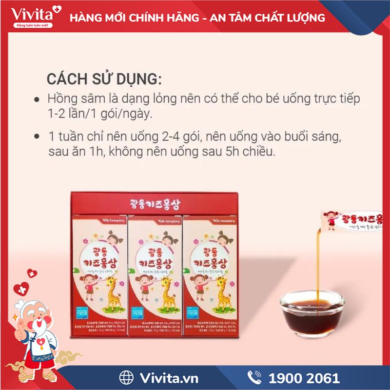 cách sử dụng Nước hồng sâm Baby Kwangdong