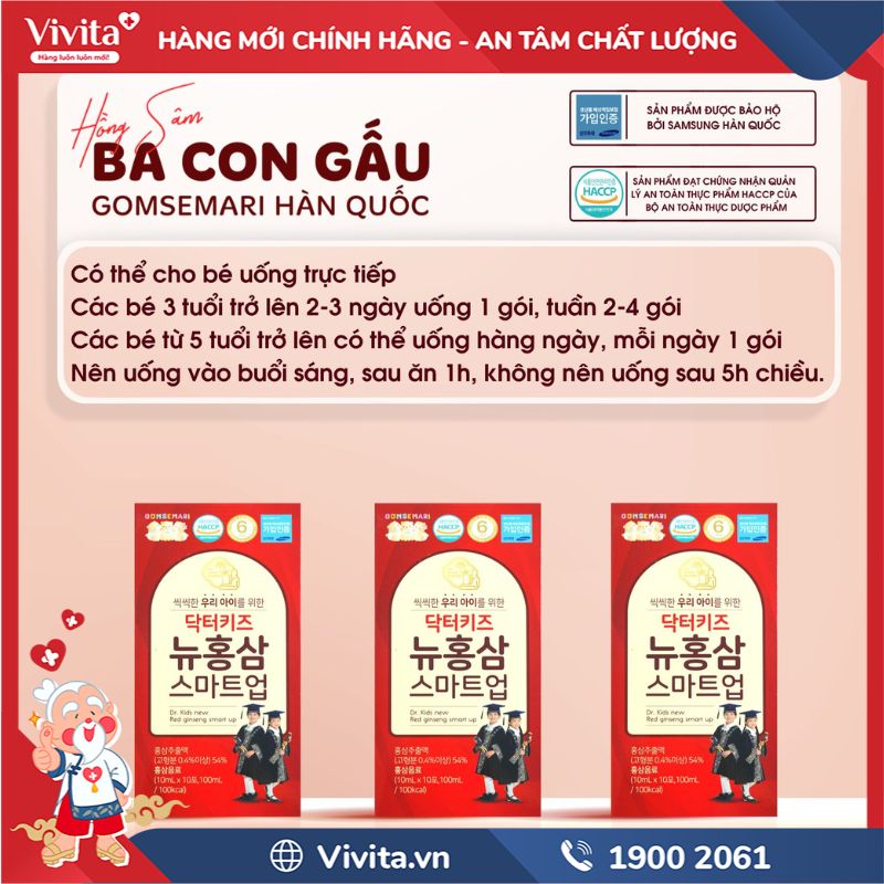 Hướng dẫn sử dụng Nước hồng sâm ba con gấu Gomsemari