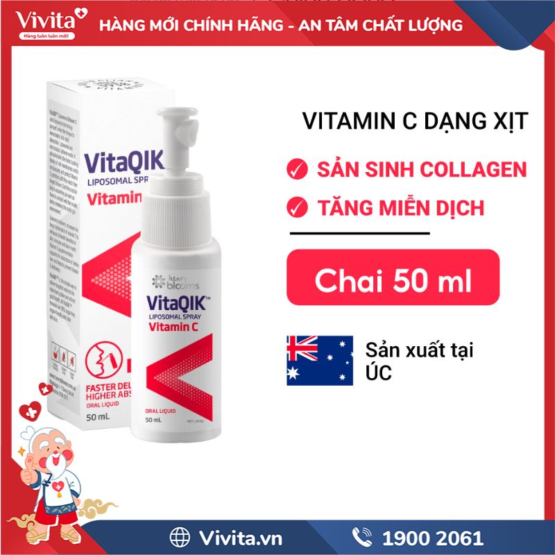 Công dụng VitaQIK Liposomal Spray Vitamin C