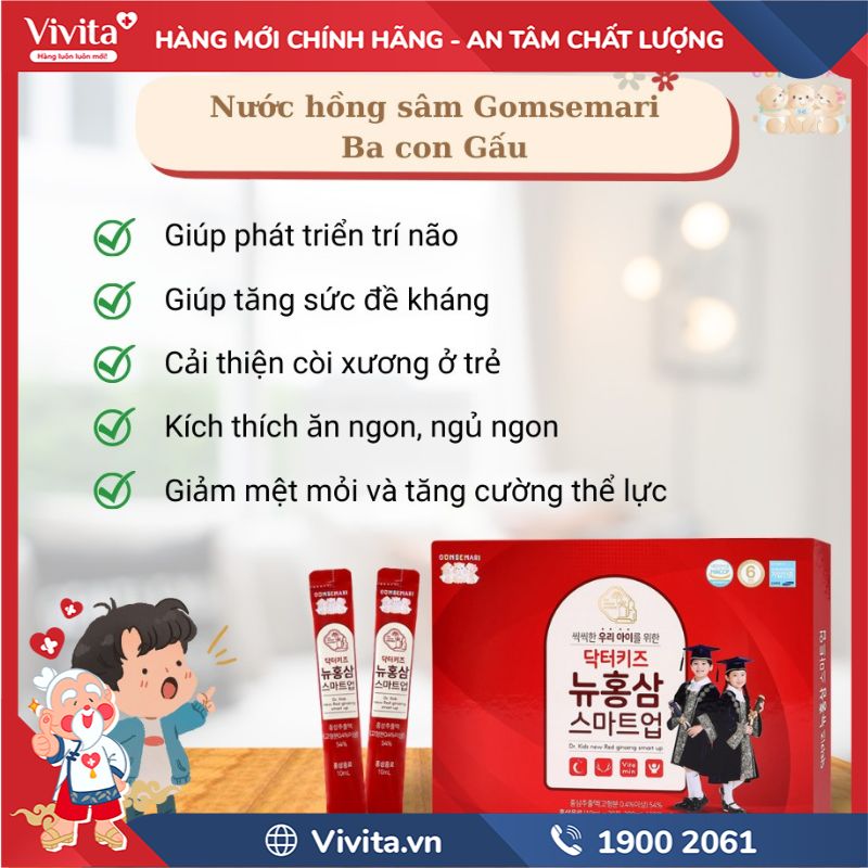 Công dụng của nước hồng sâm ba con gấu Gomsemari 