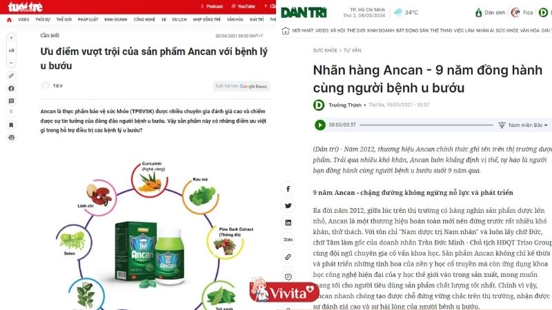 Đánh giá viên uống Ancan từ báo chí
