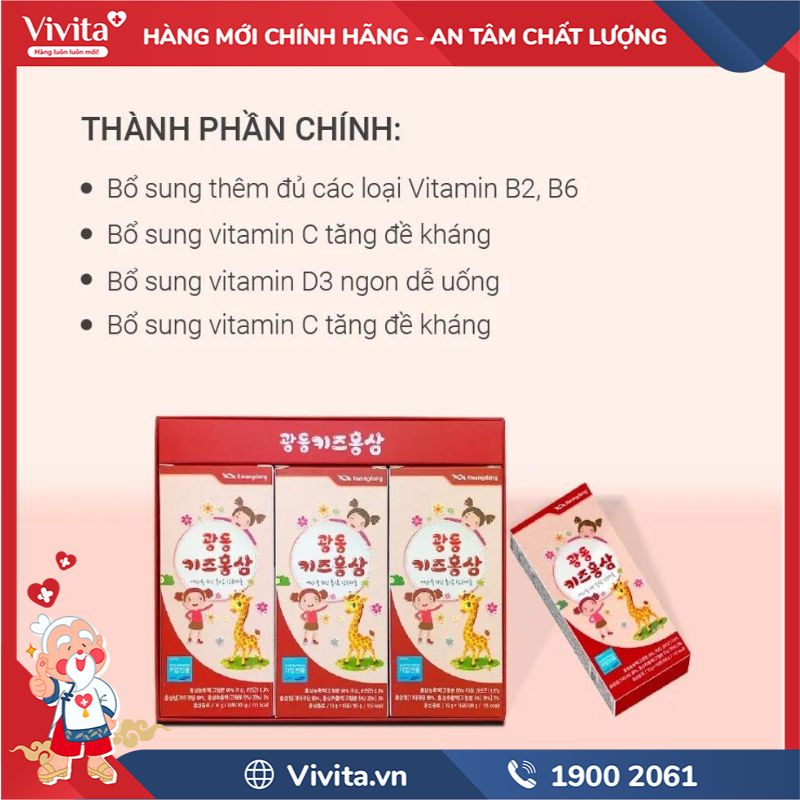 Thành phần của Nước hồng sâm Baby Kwangdong