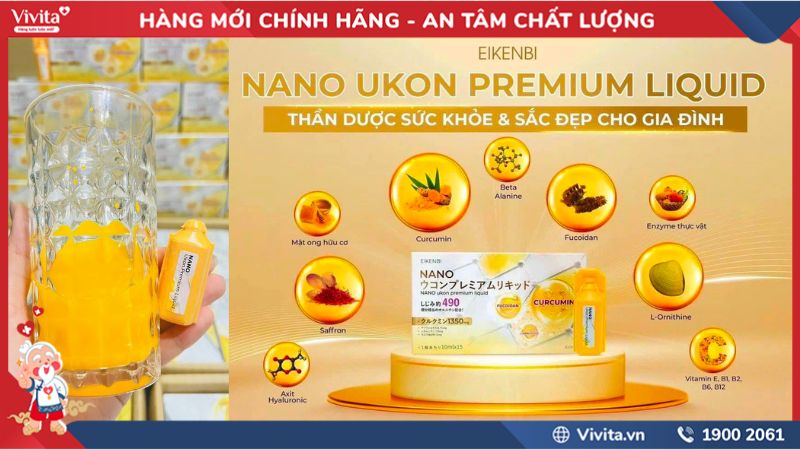 Thành phần của Nước Uống Tinh Chất Nghệ Eikenbi Nano Ukon Premium Liquid