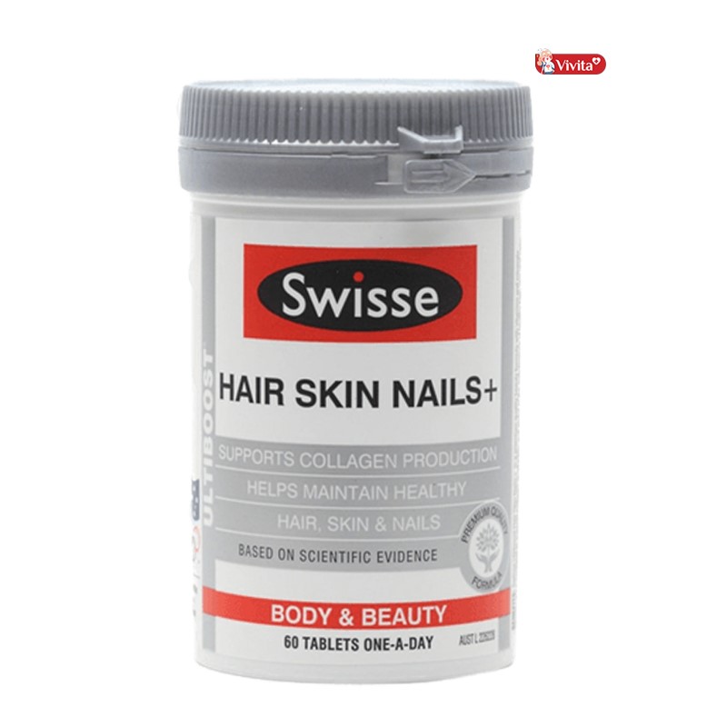 Viên uống Swisse Hair Skin Nails cung cấp dưỡng chất cần thiết để làm đẹp da, móng tóc