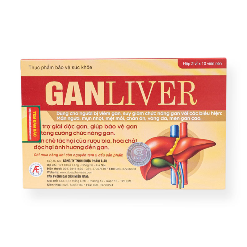 Ganliver Hỗ Trợ Thải Độc Gan & Viêm Gan, Men Gan Cao, Gan Nhiễm Mỡ (Hộp 30 Viên)