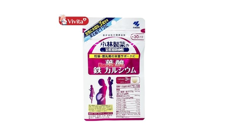 Viên uống bổ sung Sắt - Canxi và Axit Folic Kobayashi