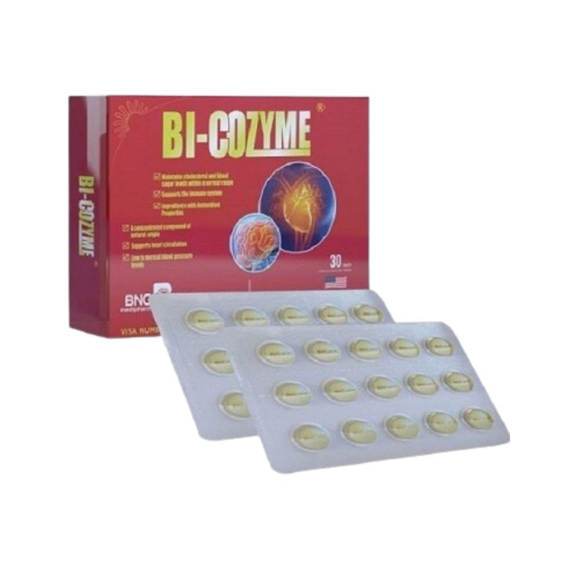 Bi-Cozyme viên uống hỗ trợ ổn định huyết áp, hỗ trợ ngăn ngừa tắc nghẽn mạch máu não (Hộp 30 viên)