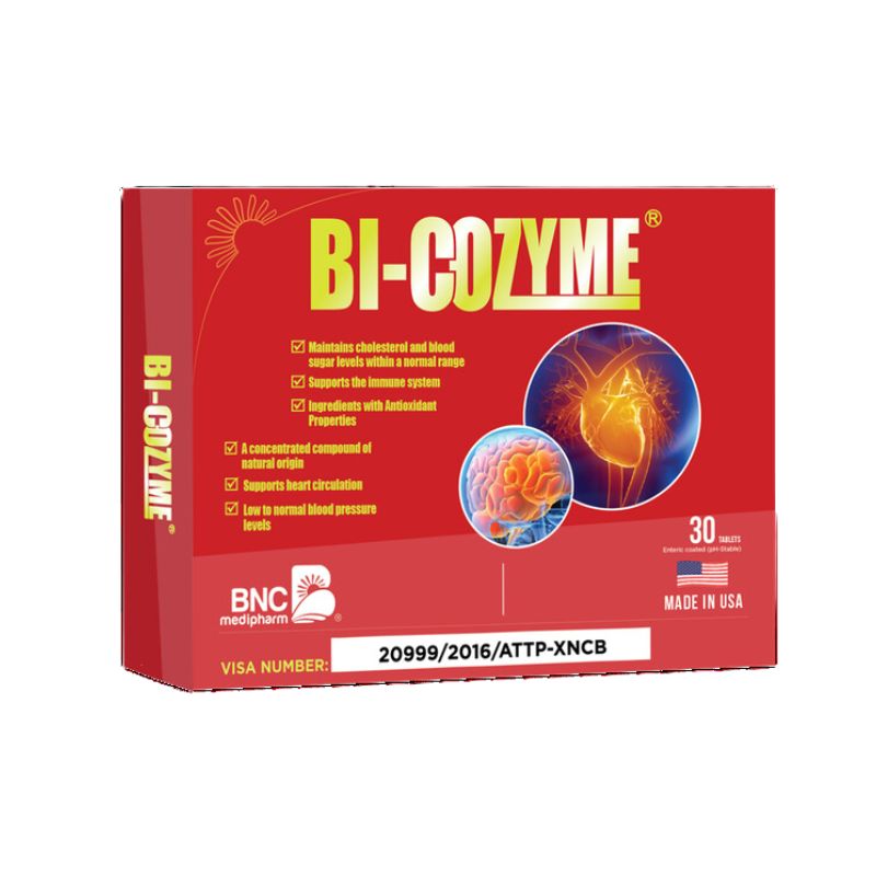 Bi-Cozyme viên uống hỗ trợ ổn định huyết áp, hỗ trợ ngăn ngừa tắc nghẽn mạch máu não (Hộp 30 viên)