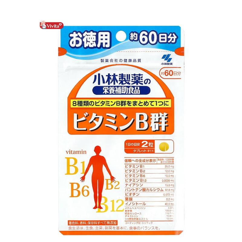 viên uống bổ sung Vitamin B và Canxi Kobayashi 120 viên