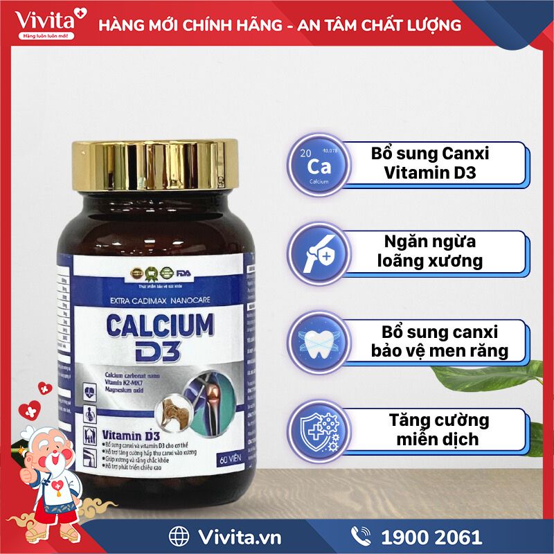 Công dụng của Extra Cadimax Nanocare Calcium D3