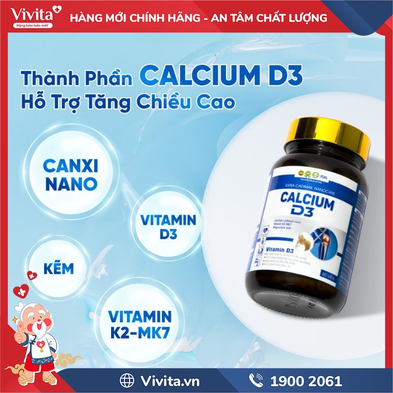 Thành phần của Extra Cadimax Nanocare Calcium D3