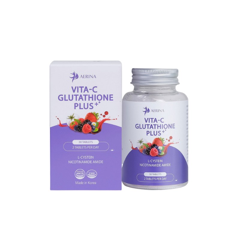 Vita-C Glutathione Plus+ Hàn Quốc Viên Uống Hỗ Trợ Trắng Da Mờ Nám (Hộp 1 lọ x 30 viên)