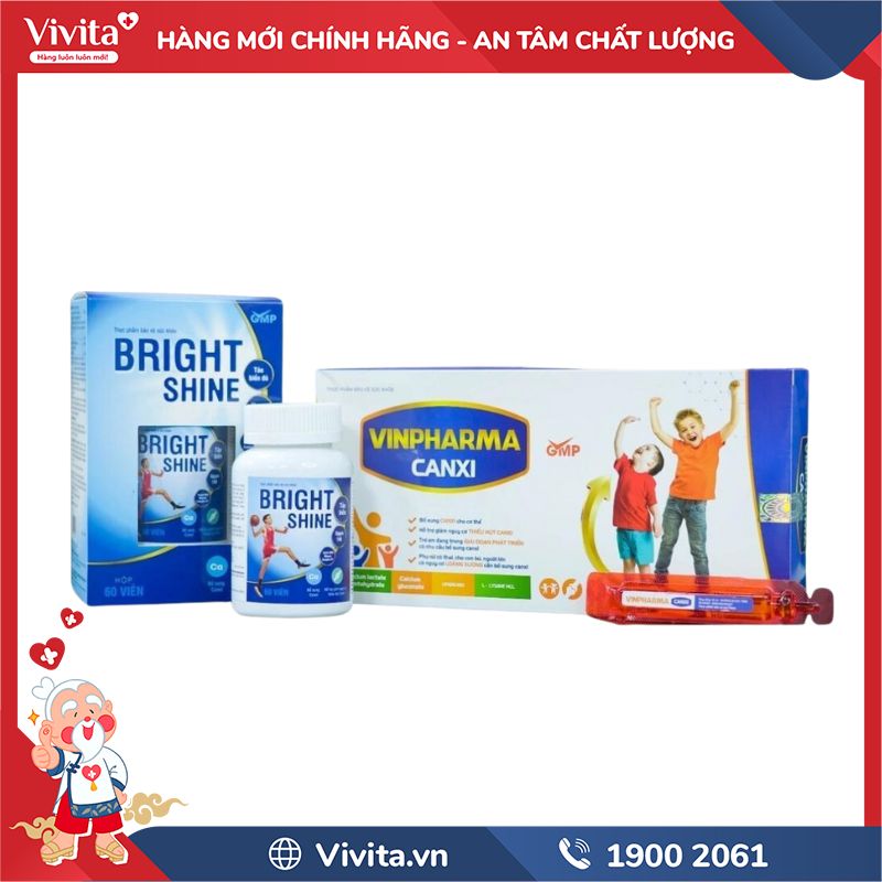 Bộ Sản Phẩm Viên Uống Bright Shine Và Siro Vinpharma Canxi