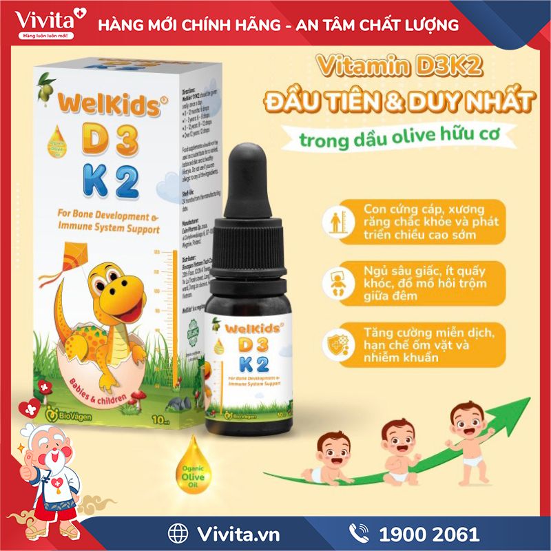 Công dụng của Welkids K2+D3