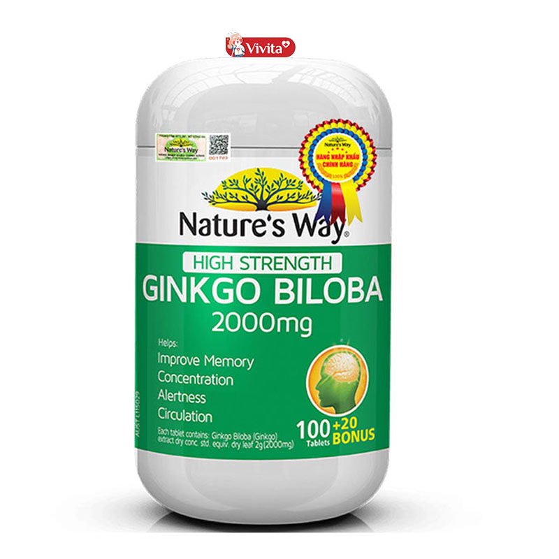 Viên uống bổ não Nature's Way High Strength Ginkgo Biloba 2000mg Úc