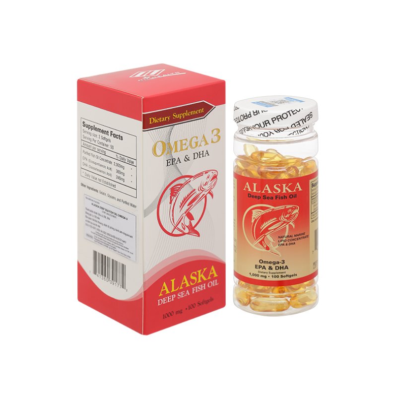 Omega 3 Alaska Deep Sea Fish Oil Mỹ Viên Uống Hỗ Trợ Tăng Cường Thị Lực  (Hộp 100 viên)