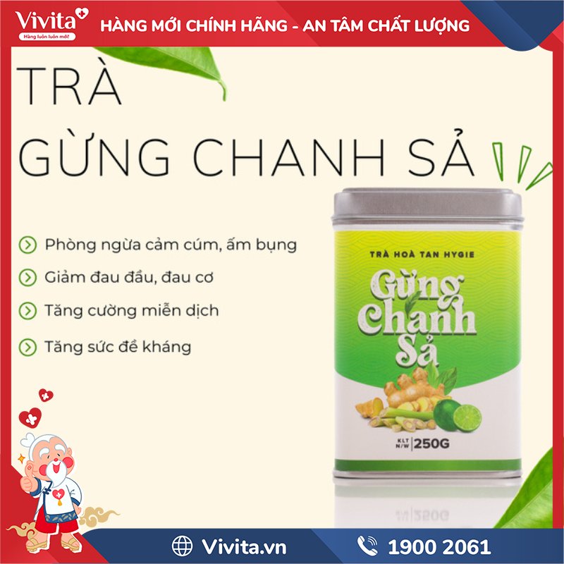 Công dụng của Dược Trà Hòa Tan Gừng Chanh Sả Hygie And Panacee