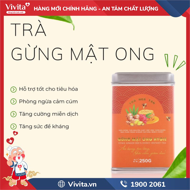 Công dụng Dược Trà Hòa Tan Gừng Mật Ong Hygie And Panacee