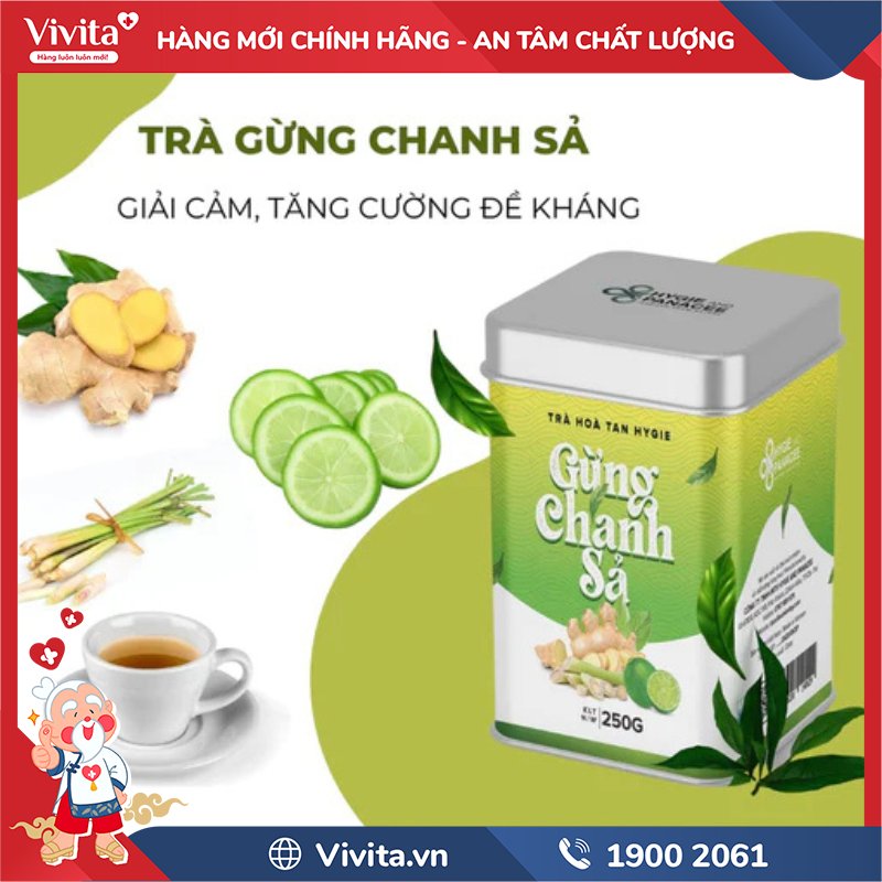 Thành phần Dược Trà Hòa Tan Gừng Chanh Sả Hygie And Panacee