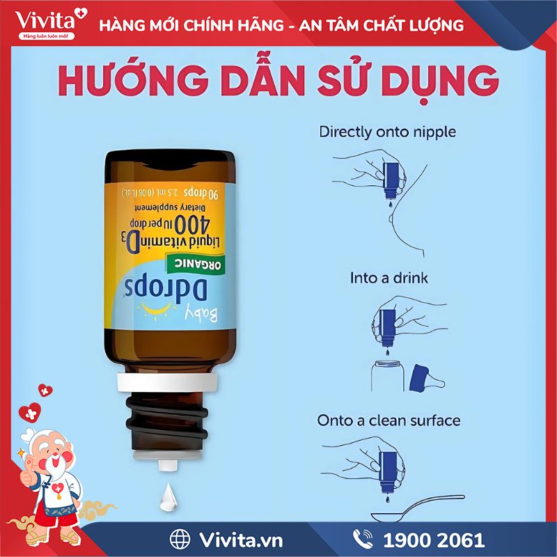 Cách dùng Baby Ddrops Vitamin D3