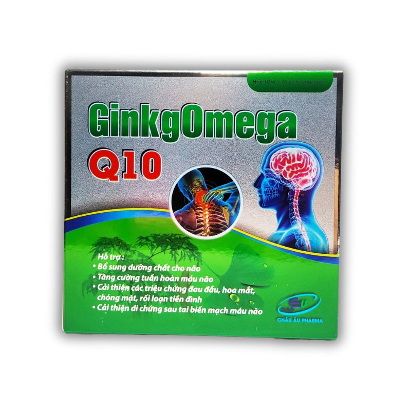 Ginkgomega Q10 Viên Uống Hỗ Trợ Tăng Cường Tuần Hoàn Máu Não (Hộp 10 vỉ x 10 viên)