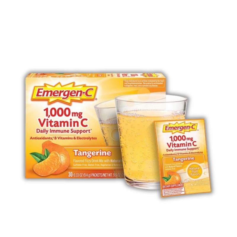 Emergen-C 1000mg Vitamin C Bột Hòa Tan Hỗ Trợ Nâng Cao Hệ Miễn Dịch (Hộp 90 gói 3 vị Cam, Quýt, Mâm Xôi)