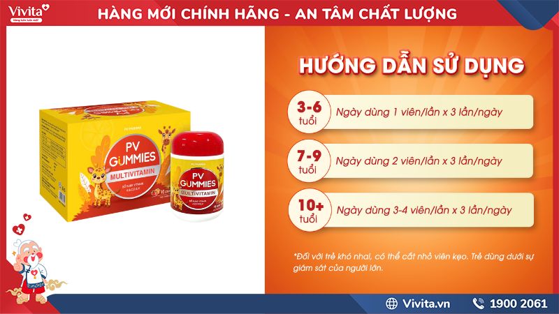 Hướng dẫn cách sử dụng PV Gummies Multivitamin