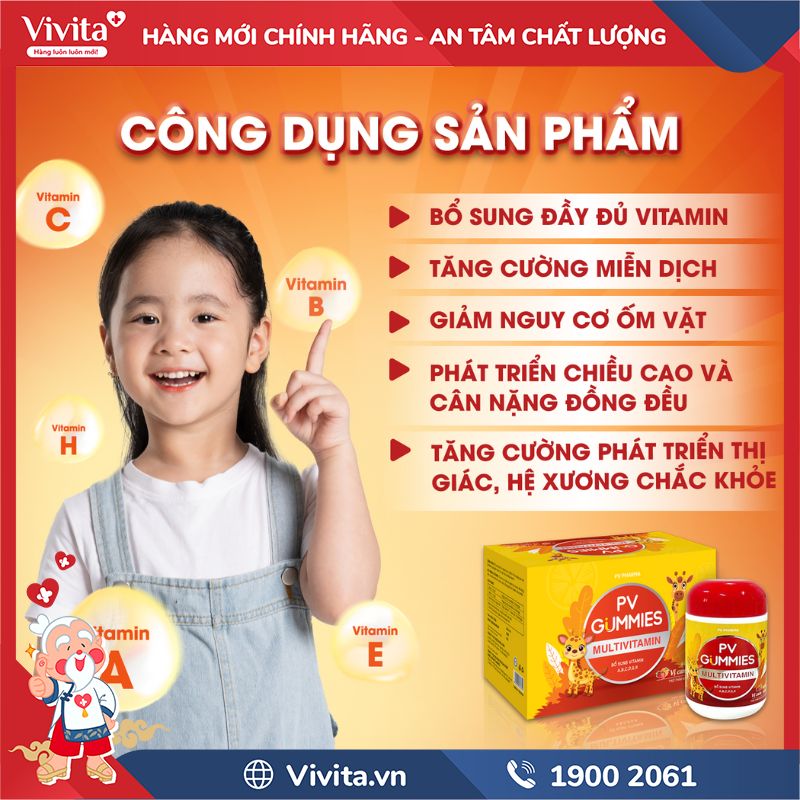 Công dụng của PV Gummies Multivitamin