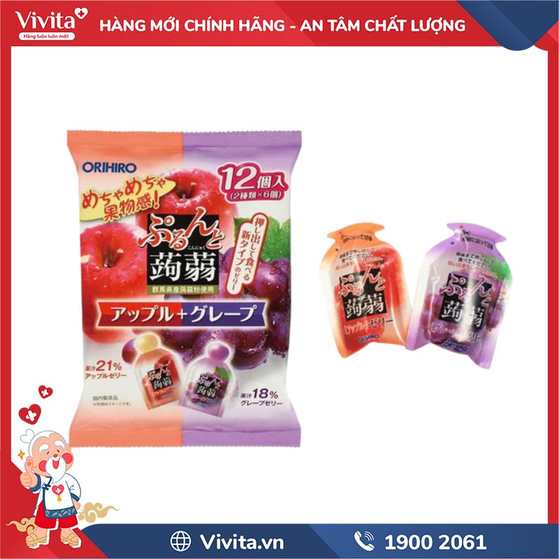 Công dụng của Thạch Orihiro Mix 2 Vị Táo Nho Tím