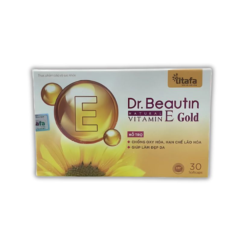 Dr. Beautin-Natural Vitamin E Gold Viên Uống Hỗ Trợ Chống Oxy Hóa, Lão Hóa, Làm Đẹp Da (Hộp 30 viên)