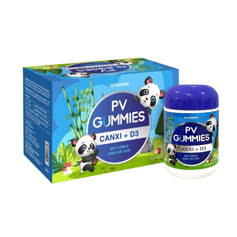 PV Gummies Canxi + D3 Kẹo Dẻo Hỗ Trợ Xương Răng Chắc Khỏe (Hộp 60 viên)