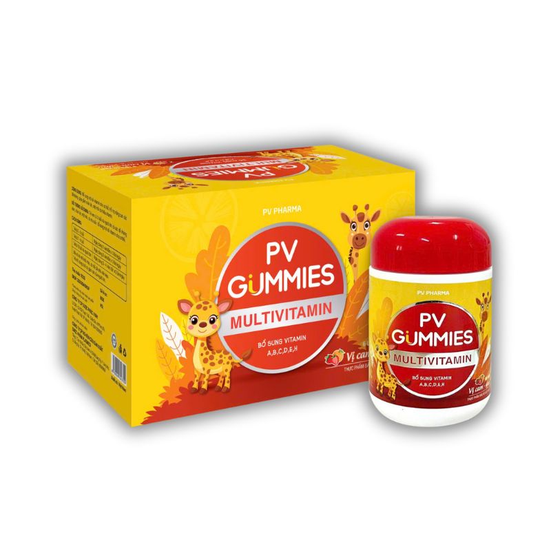 PV Gummies Multivitamin Viên Kẹo Dẻo Hỗ Trợ Bổ Sung Vitamin, Tăng Cường Miễn Dịch, Tăng Cường Phát Triển Thị Giác, Hệ Xương Khớp Chắc Khỏe (Lọ 60 viên)